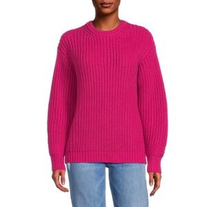 MARINE LAYER Oversized Crewneck Sweater Rose Violet XL Knit Cotton Blend
